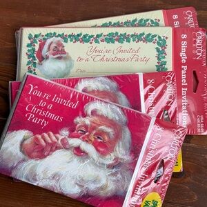 4 Packaged Carlton Cards Vintage Christmas Santa Claus Party Invitations